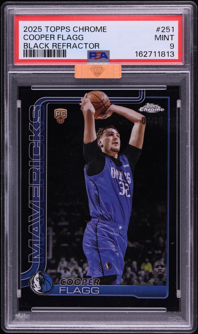 2025 Topps Chrome Black Refractor Cooper Flagg ROOKIE /10 #251 MBA PSA 9 MINT