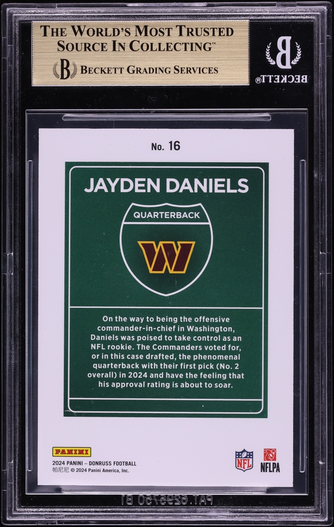 2024 Donruss Downtown Jayden Daniels ROOKIE #16 BGS 9.5 GEM MINT - Photo 2