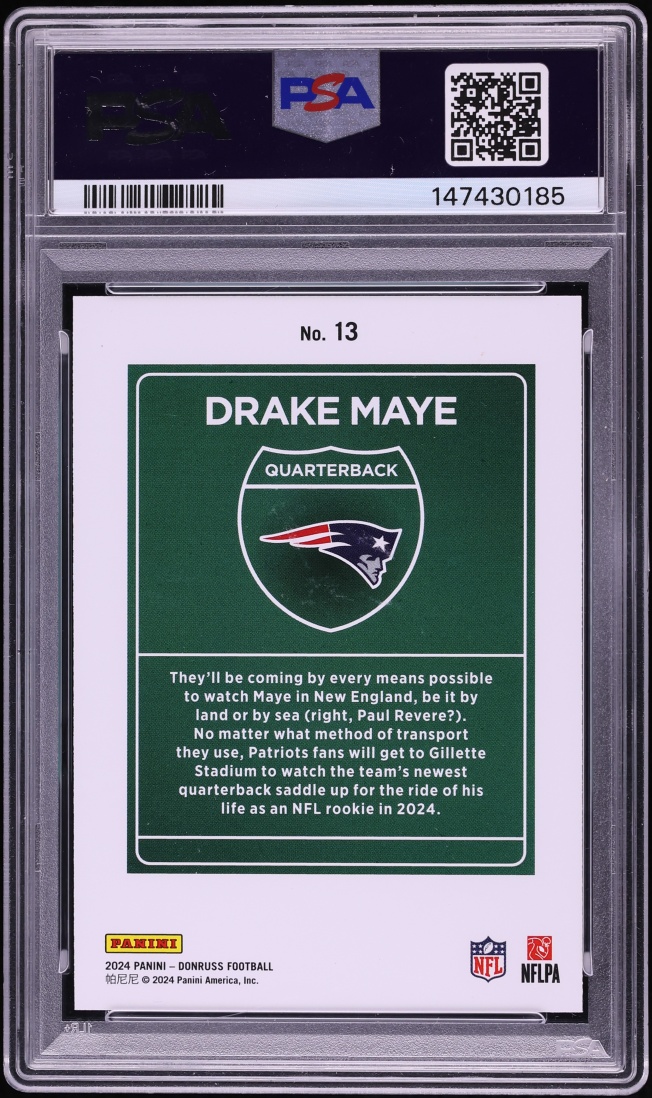 2024 Donruss Downtown Drake Maye ROOKIE #13 PSA 10 GEM MINT - Photo 2