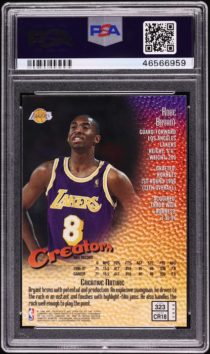 1997 Finest Basketball Kobe Bryant #323 PSA 10 GEM MINT - Photo 2