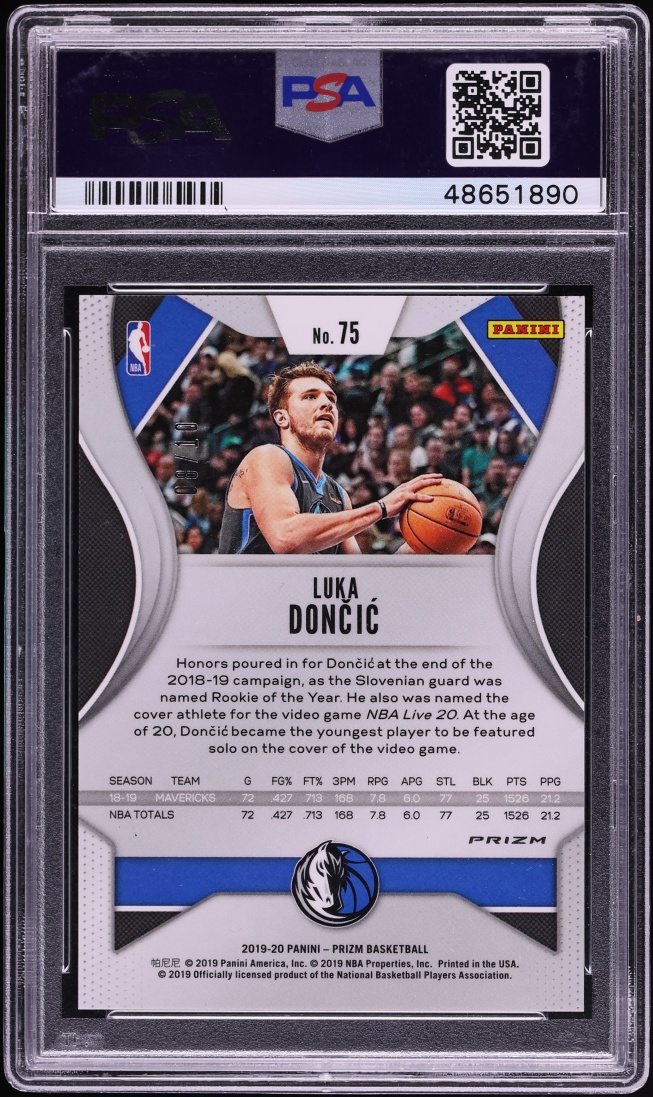 2019 Panini Prizm Gold Luka Doncic /10 #75 PSA 9 MINT - Photo 2