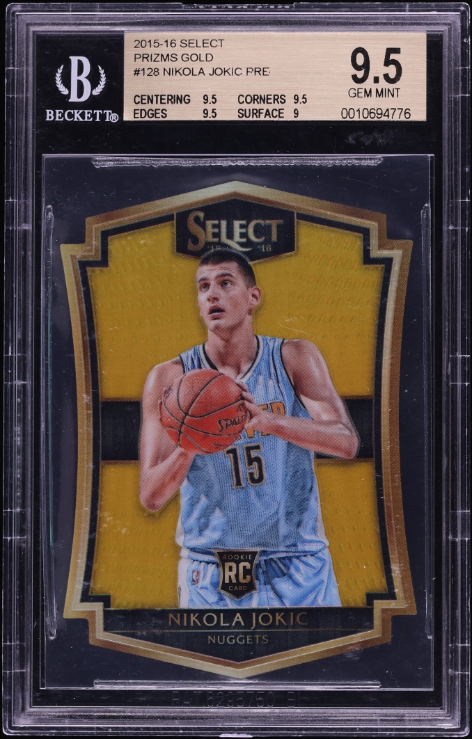 2015 Select Gold Prizm Die-Cut Nikola Jokic ROOKIE /10 #128 BGS 9.5 GEM MINT