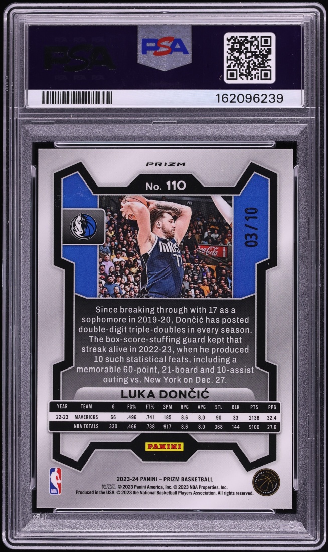 2023 Panini Prizm Gold Luka Doncic /10 #110 PSA 9 MINT - Photo 2
