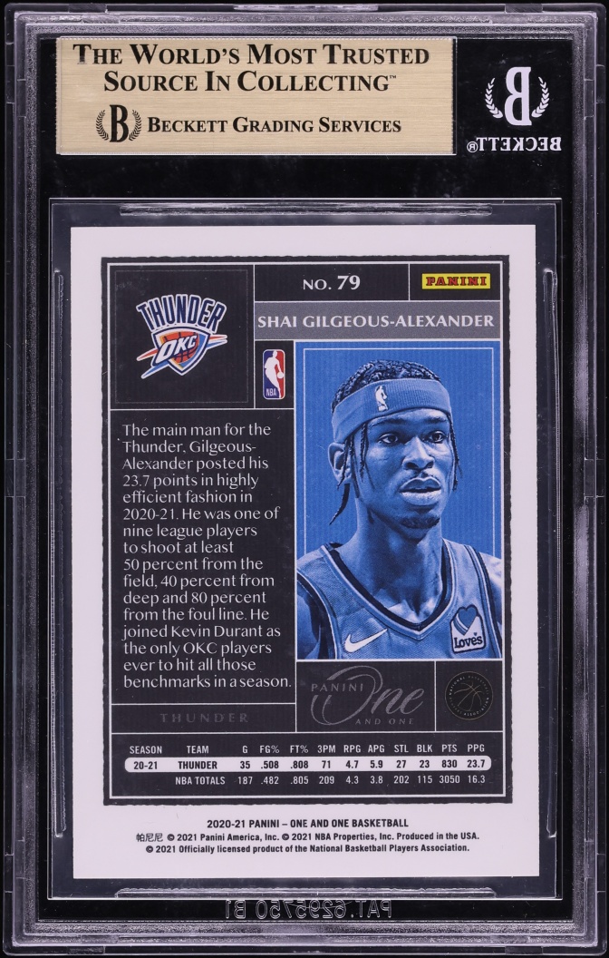 2020 Panini One And One Green Shai Gilgeous-Alexander /5 #79 BGS 9.5 GEM MINT - Photo 2