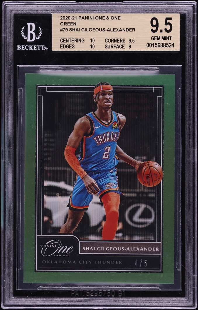 2020 Panini One And One Green Shai Gilgeous-Alexander /5 #79 BGS 9.5 GEM MINT