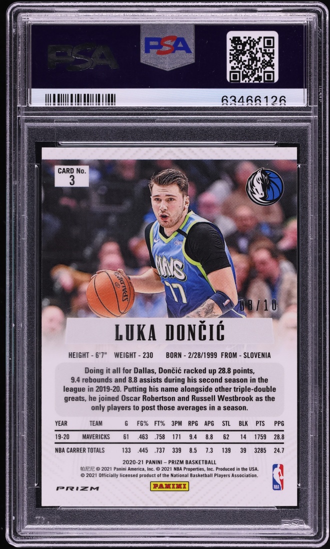2020 Panini Prizm Flashback Gold Luka Doncic /10 #3 PSA 9 MINT - Photo 2