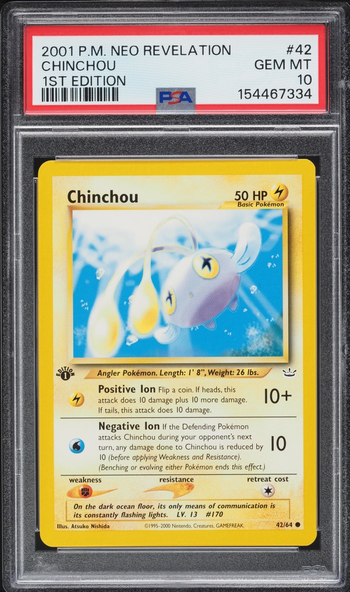 2001 Pokemon Neo Revelation 1st Edition Chinchou #42 PSA 10 GEM MINT