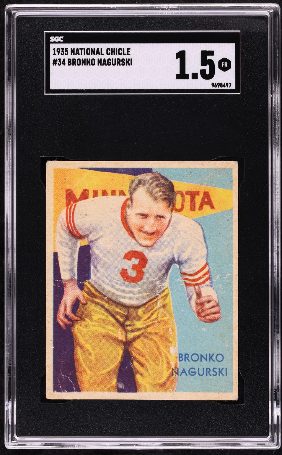 1935 National Chicle Football Bronko Nagurski ROOKIE #34 SGC 1.5 FR