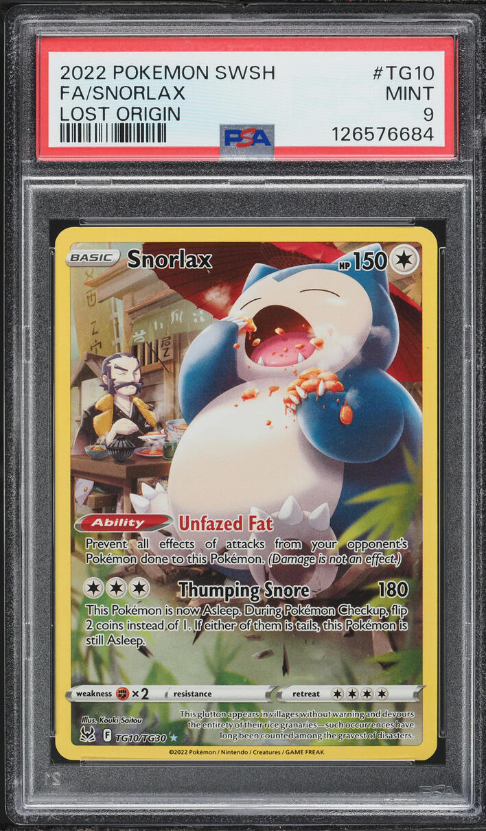 2022 Pokemon Sword & Shield Lost Origin CHR Snorlax #TG10 PSA 9 MINT