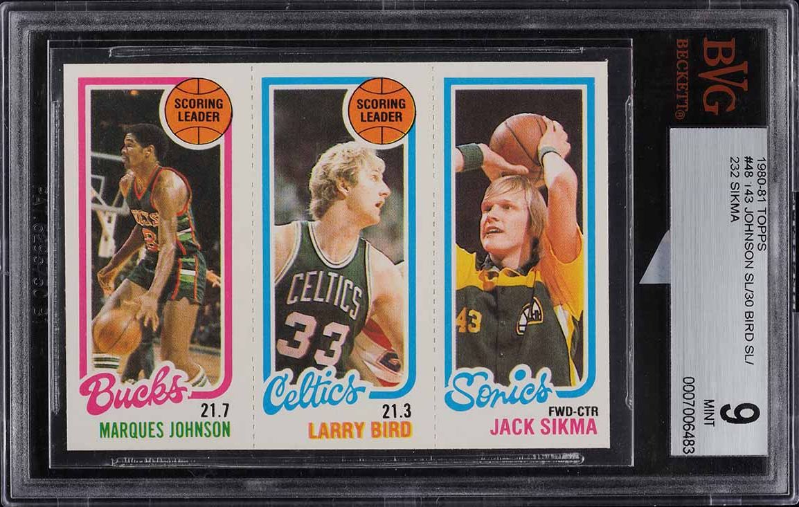 1980 Topps Basketball Sikma Johnson & Larry Bird ROOKIE BVG 9 MINT on ...