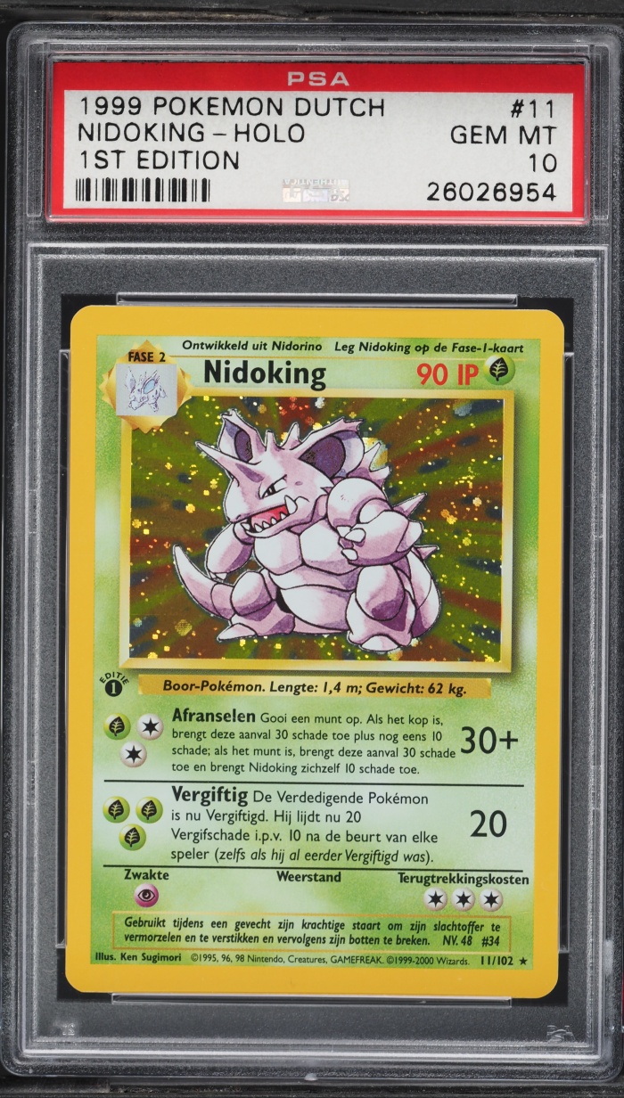 1999 Pokemon Dutch 1st Edition Holo Nidoking #11 PSA 10 GEM MINT