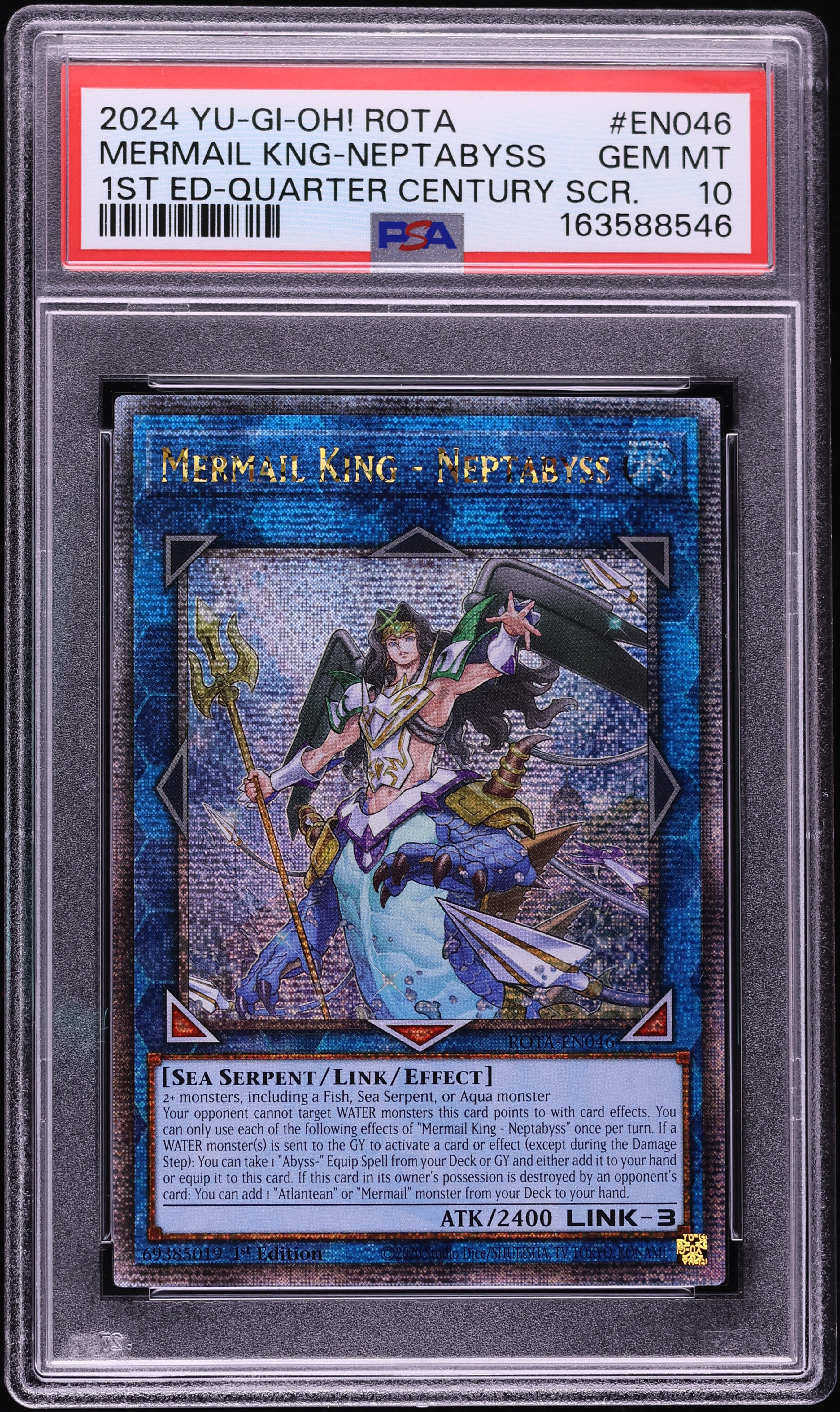 2024 Yu-Gi-Oh! Rage Of The Abyss 1st Edition Mermail King Neptabyss #ROTA-EN046 PSA 10 GEM MINT