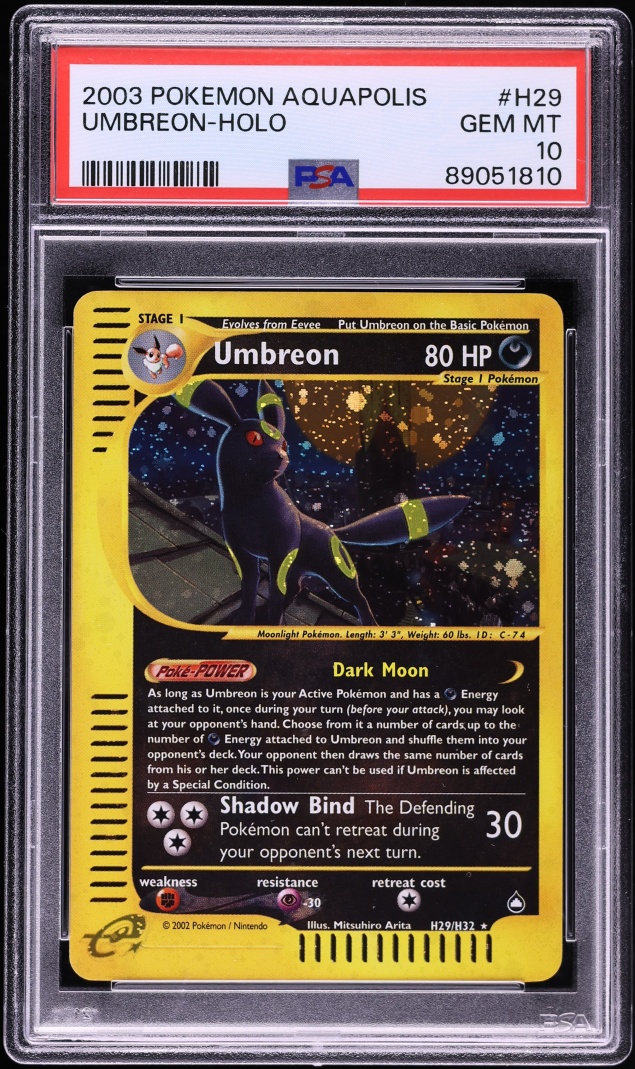 2003 Pokemon Aquapolis Holo Umbreon #H29 PSA 10 GEM MINT