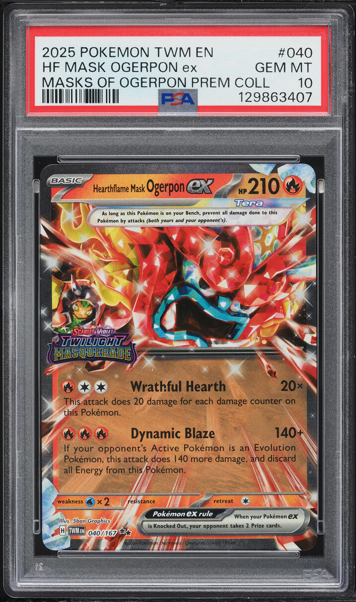 2025 Pokemon Scarlet & Violet Twilight Masquerade Hearthflame Mask Ogerpon ex #40 PSA 10 GEM