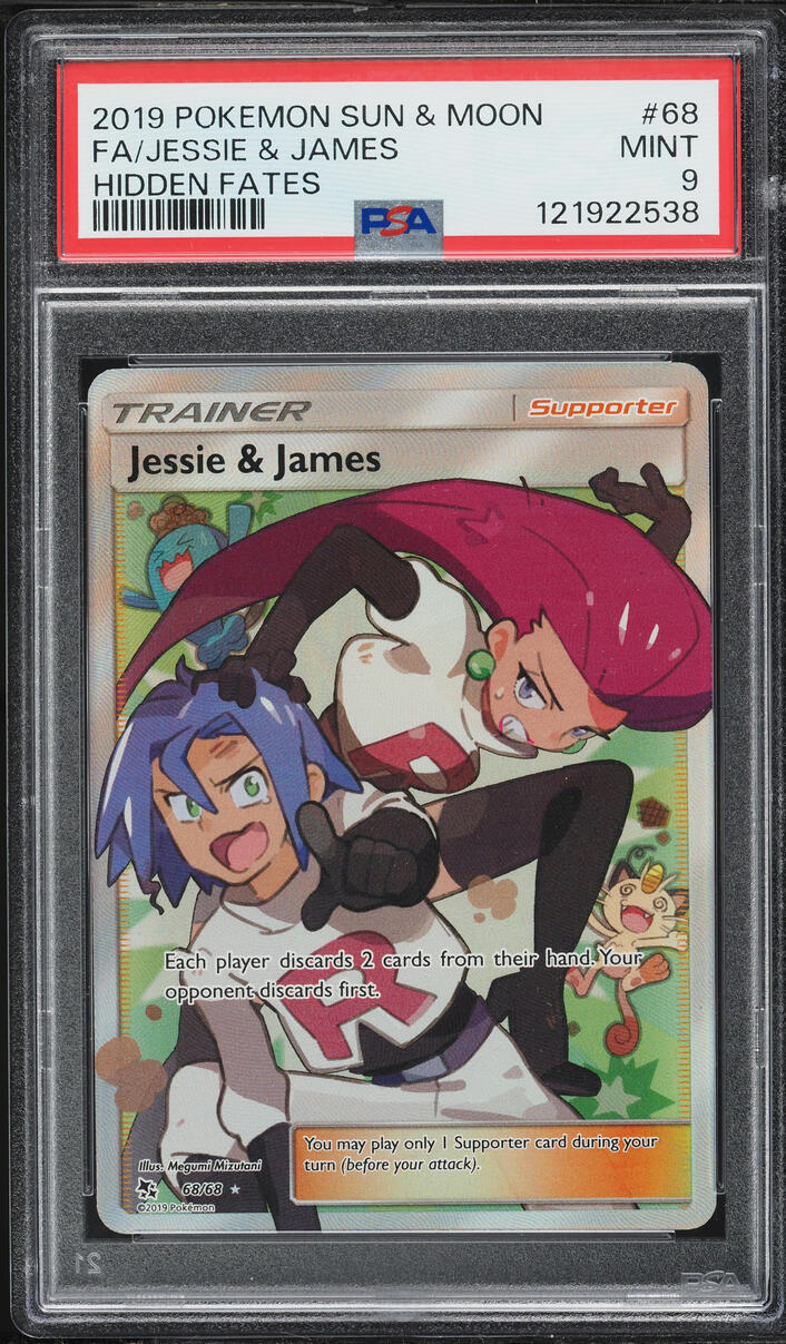 2019 Pokemon Sun & Moon Hidden Fates Full Art Jessie & James #68 PSA 9 MINT