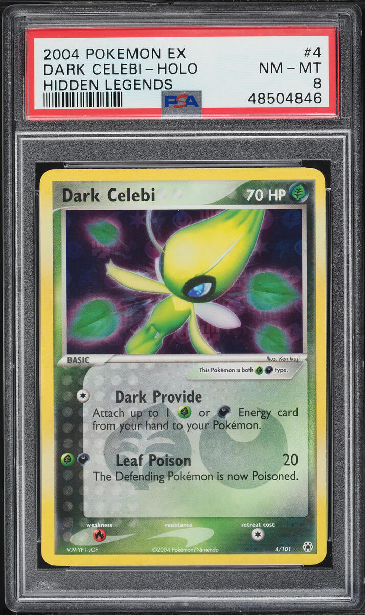 2004 Pokemon EX Hidden Legends Holo Dark Celebi #4 PSA 8 NM-MT