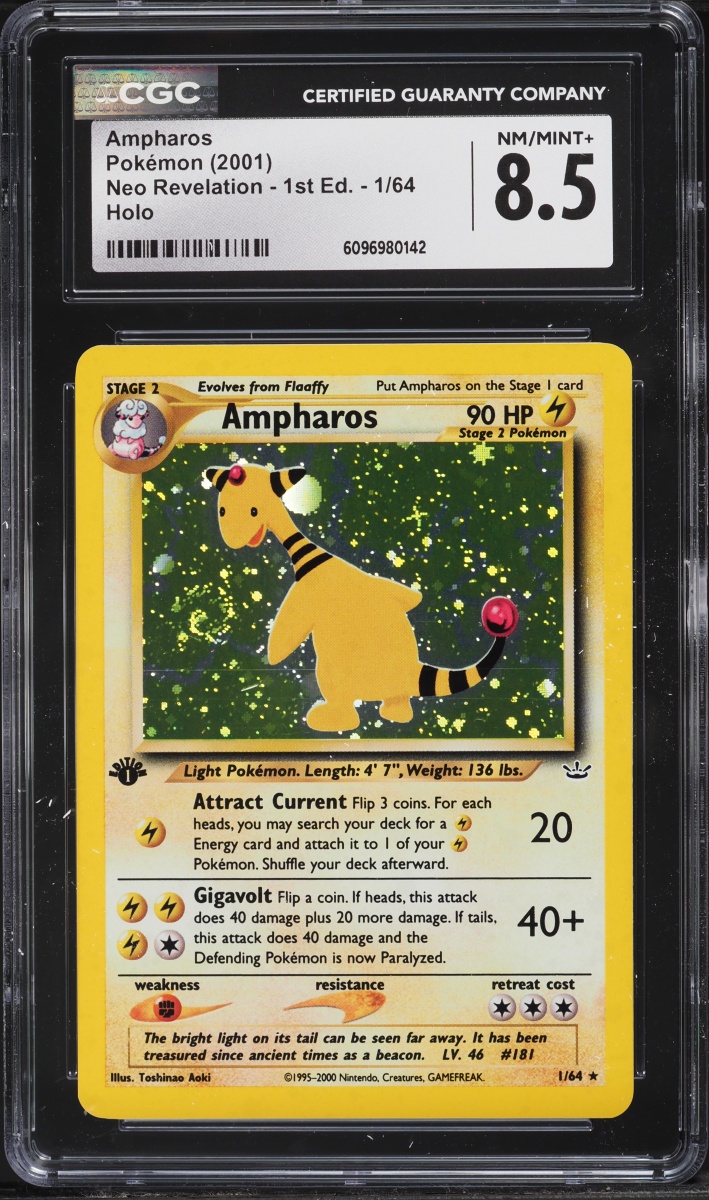 2001 Pokemon Neo Revelation 1st Edition Holo Ampharos #1 CGC 8.5 NM-MT+
