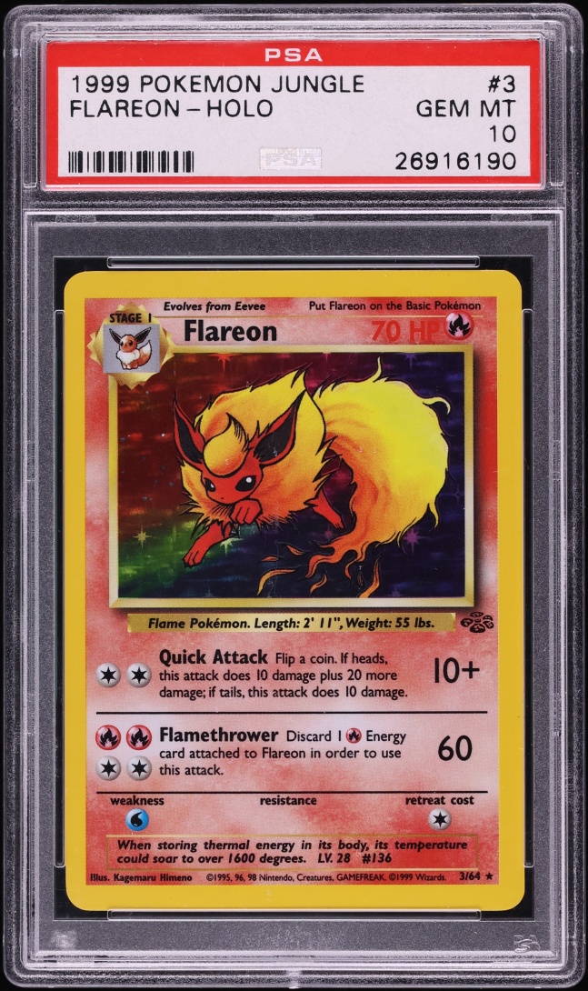 1999 Pokemon Jungle Holo Flareon #3 PSA 10 GEM MINT