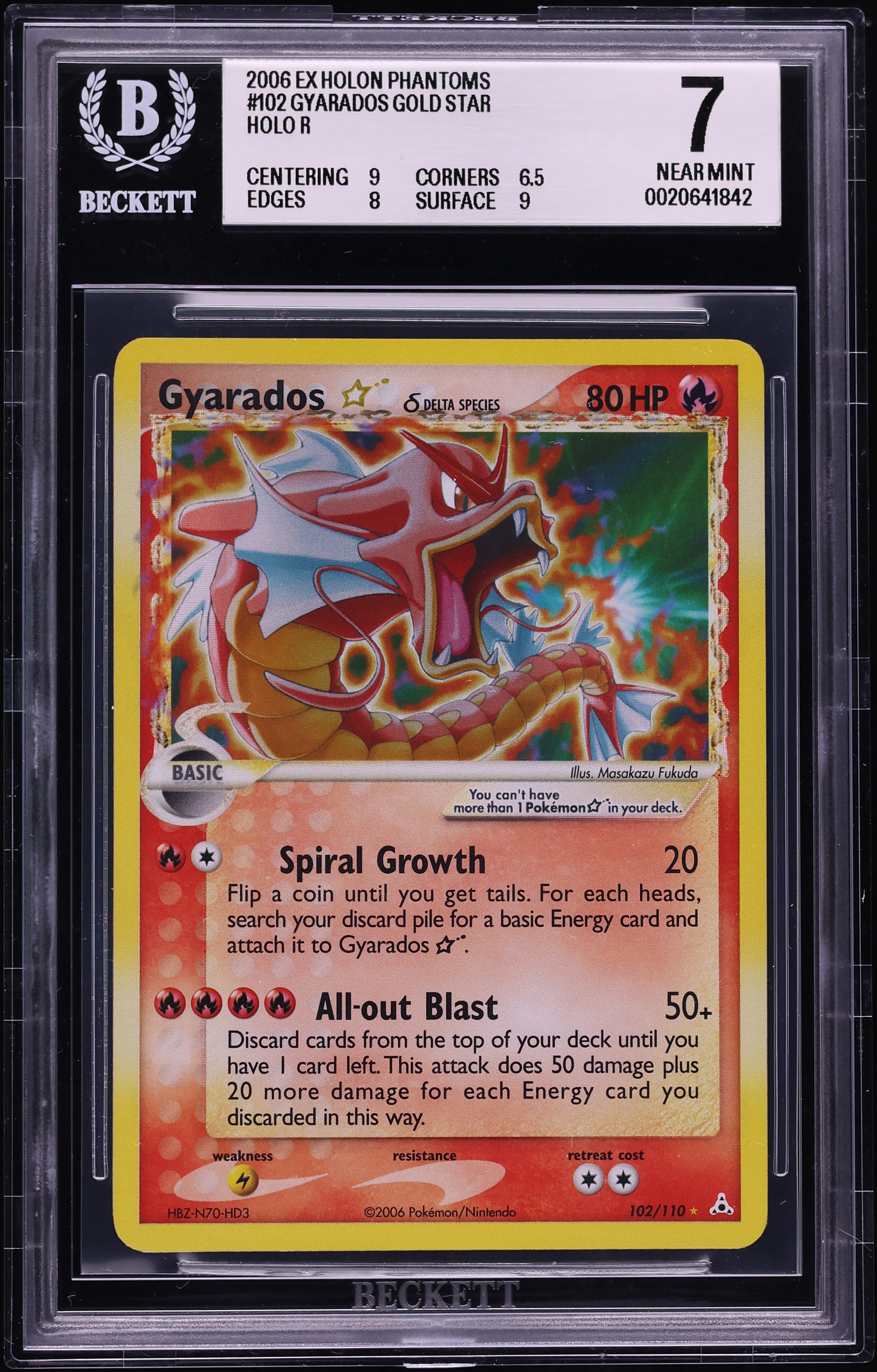 2006 Pokemon EX Holon Phantoms Holo Gyarados Gold Star #102 BGS 7 NRMT
