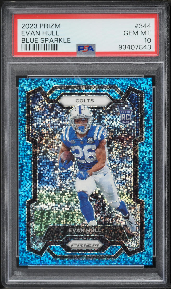 2023 Panini Prizm Blue Sparkle Evan Hull ROOKIE /96 #344 PSA 10 GEM MINT