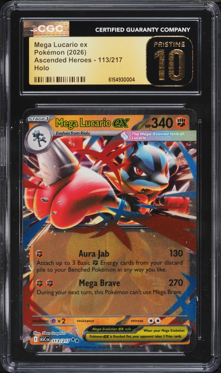 2026 Pokemon Mega Evolution Ascended Heroes Holo Mega Lucario EX #113 CGC 10 PRISTINE