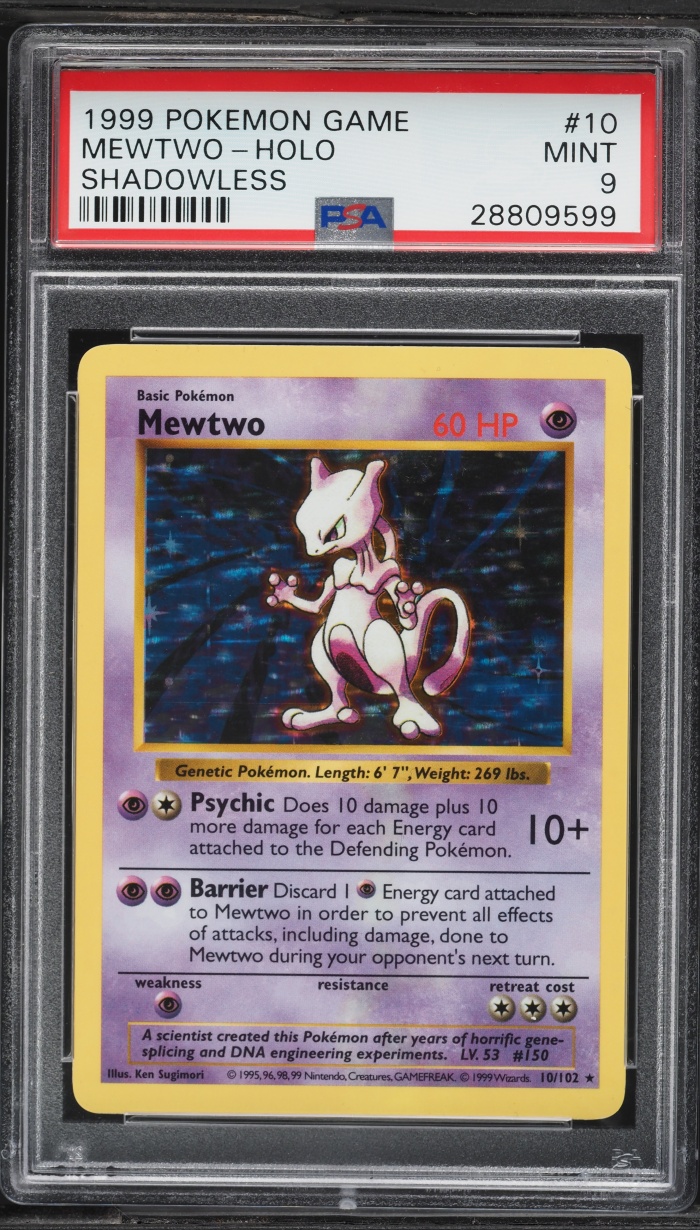 1999 Pokemon Base Set Shadowless Holo Mewtwo #10 PSA 9 MINT