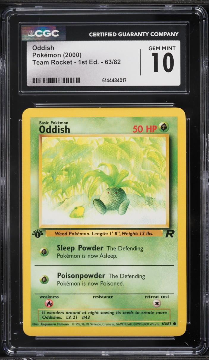 2000 Pokemon Team Rocket 1st Edition Oddish #63 CGC 10 GEM MINT