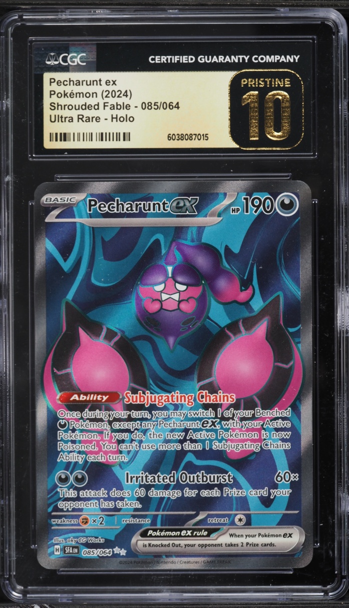 2024 Pokemon Scarlet & Violet Shrouded Fable Full Art Pecharunt EX #85 CGC 10 PRISTINE