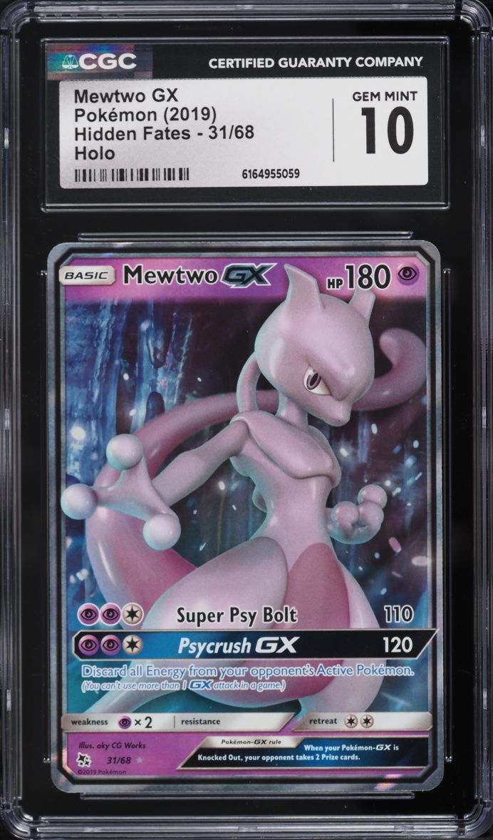 2019 Pokemon Sun & Moon Hidden Fates Holo Mewtwo Gx #31 CGC 10 GEM MINT