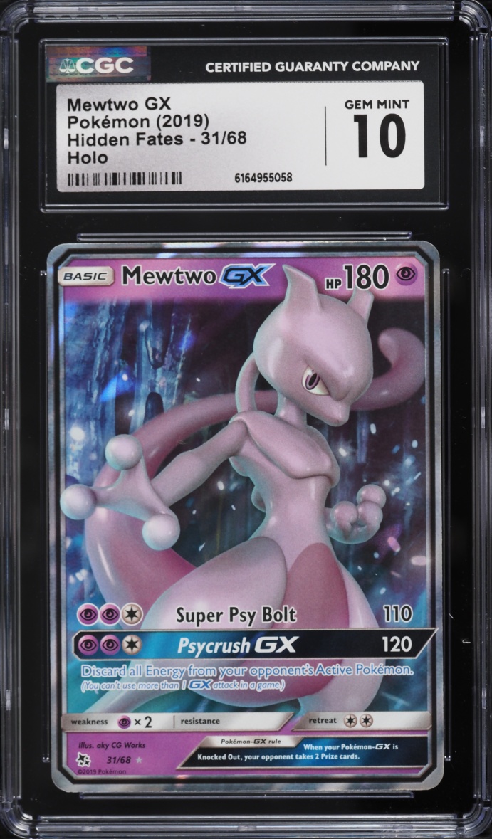 2019 Pokemon Sun & Moon Hidden Fates Holo Mewtwo Gx #31 CGC 10 GEM MINT