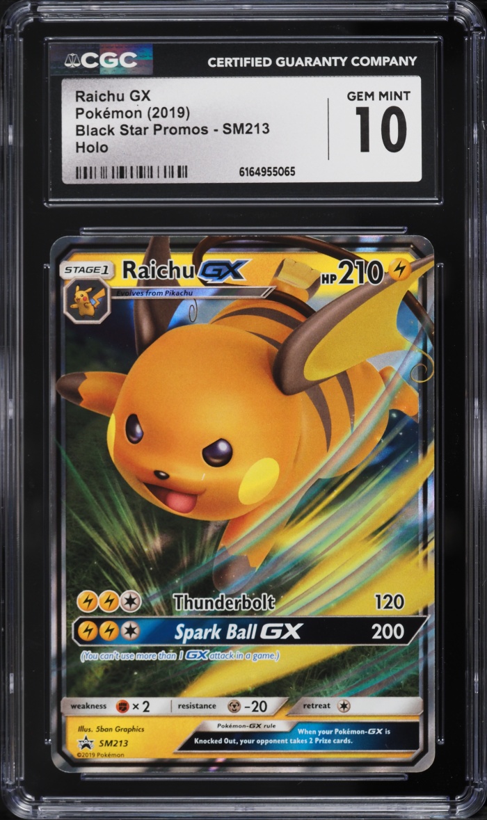 2019 Pokemon Sun & Moon Promo Hidden Fates Alt Art Raichu GX #SM213 CGC 10 GEM MINT