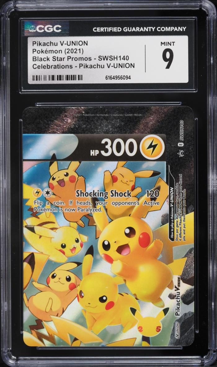 2021 Pokemon Sword & Shield Promo Celebrations Holo Pikachu V-UNION #SWSH140 CGC 9 MINT