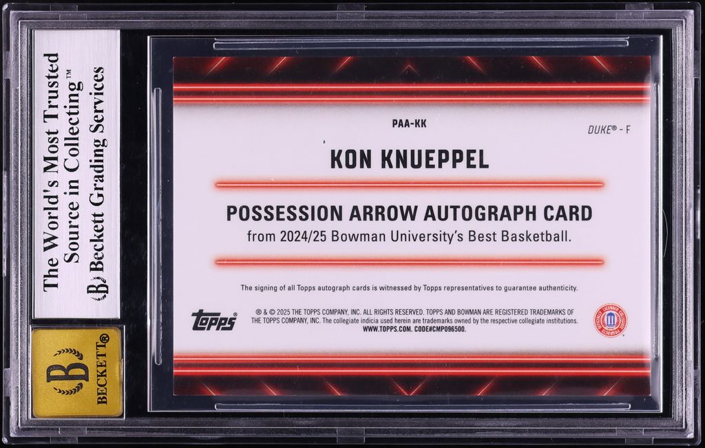 2024 Bowman's University Best Arrow Green Mini-Diamond Ref. Kon Knueppel ROOKIE AUTO /99 BGS 9