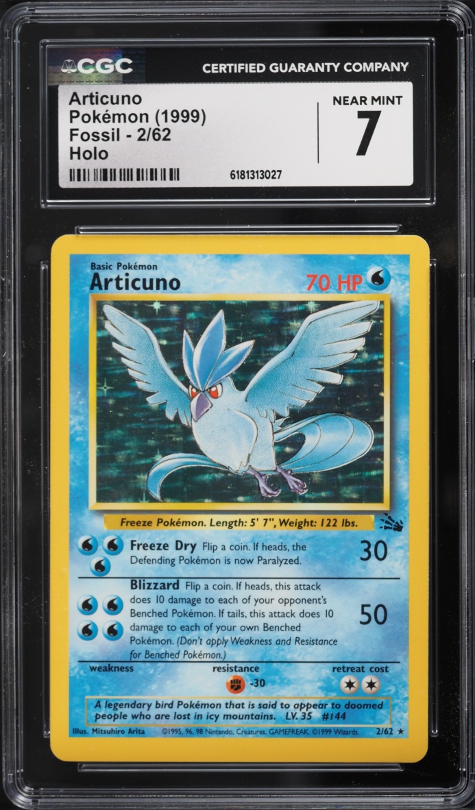 1999 Pokemon Fossil Holo Articuno #2 CGC 7 NRMT