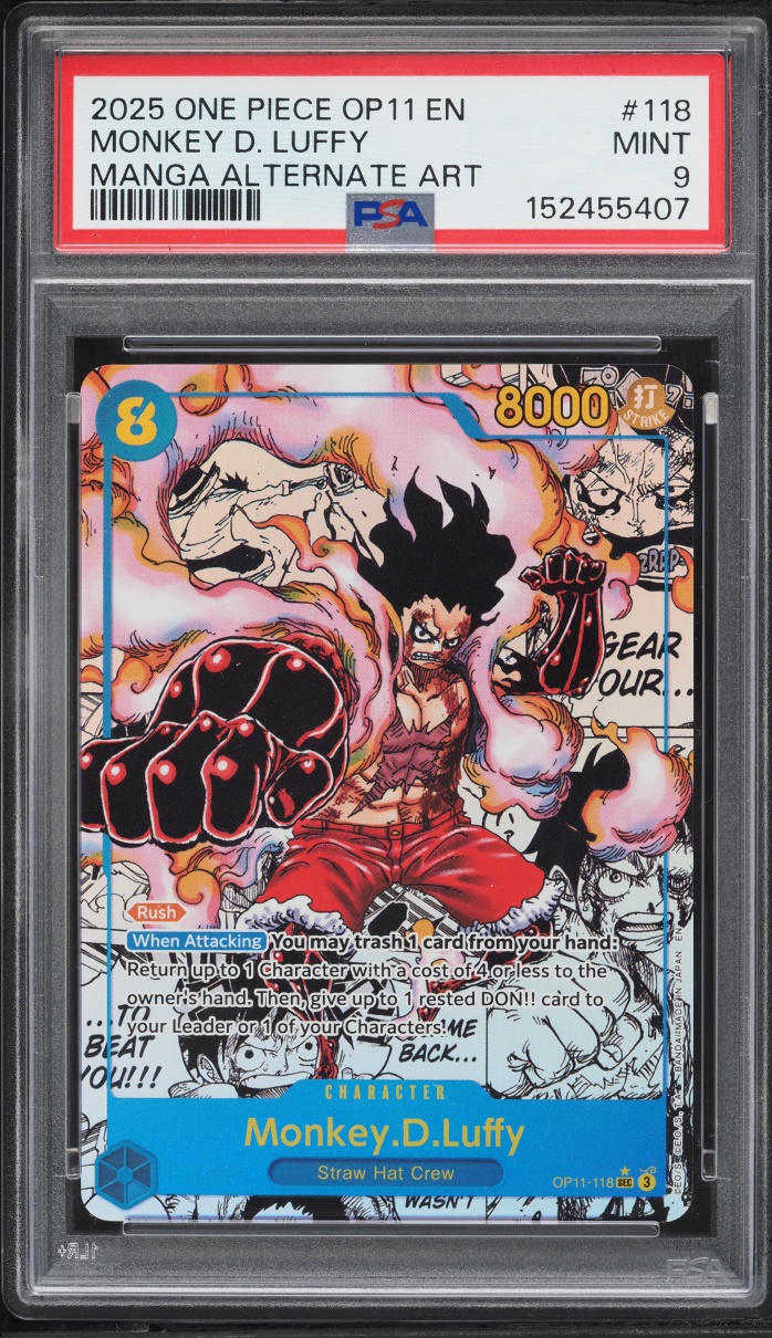 2025 One Piece A Fist Of Divine Speed SEC Monkey D. Luffy #OP11-118 PSA 9 MINT