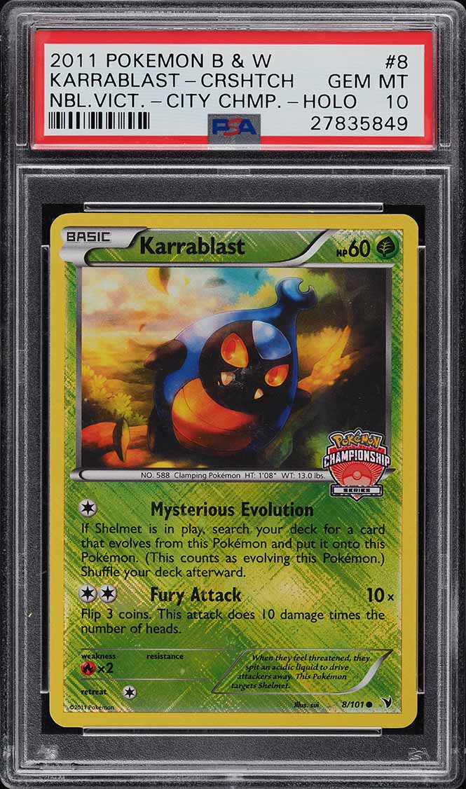 2011 Pokemon Black & White Noble Victories City Holo Karrablast PSA 10 GEM MINT