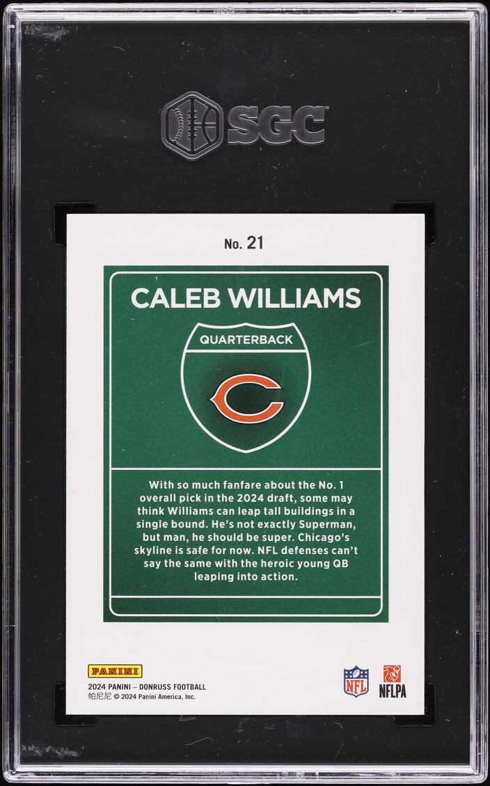 2024 Donruss Downtown Caleb Williams ROOKIE #21 SGC 10 GEM MINT