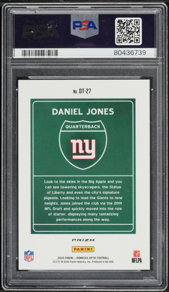 2020 Donruss Optic Downtown Daniel Jones #DT27 PSA 10 GEM MINT