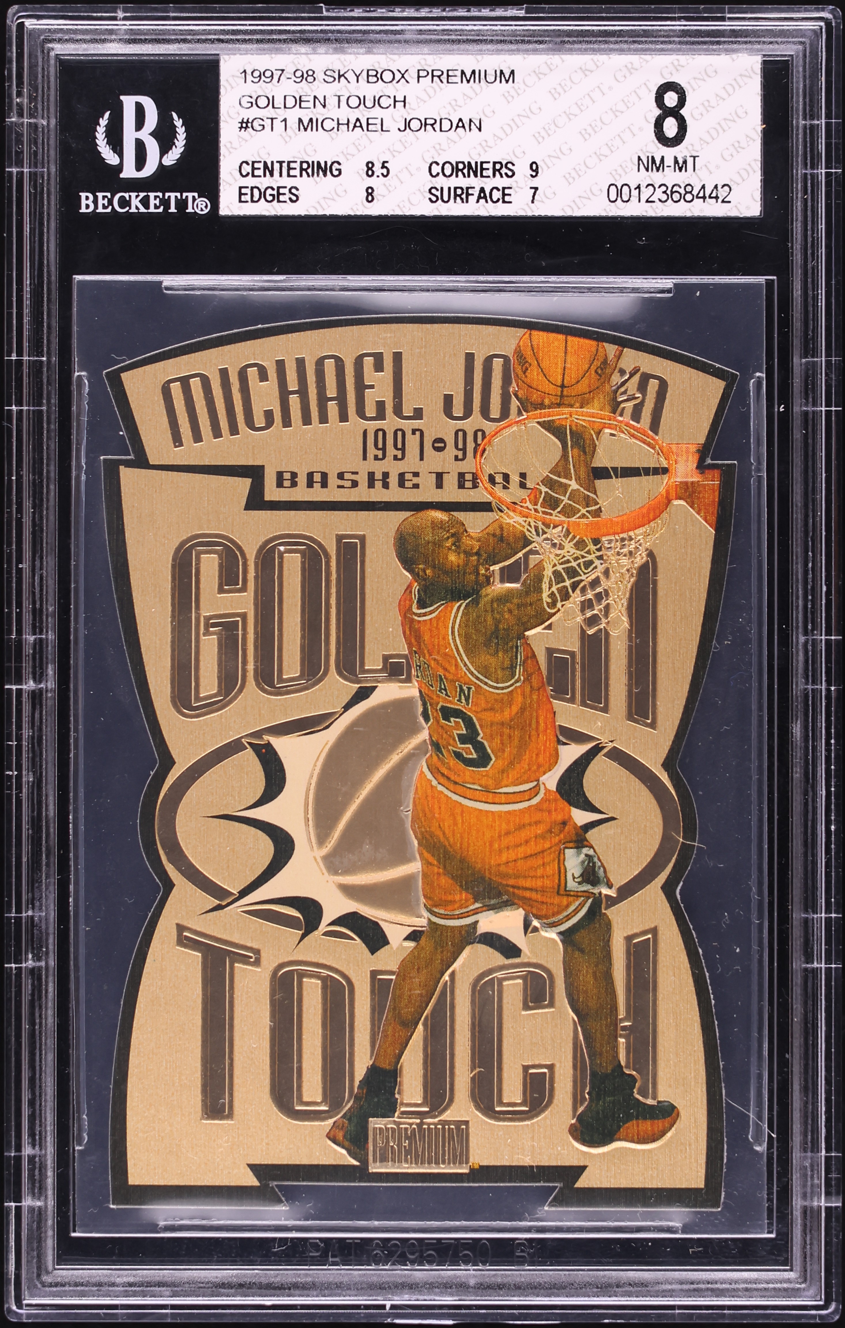 その他 1997 Skybox Premium Golden Touch die-cut 1997 Skybox Premium Golden Touch Die-Cut Michael Jordan #GT1 BGS 8