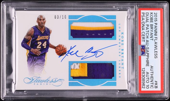 2015 Panini Flawless Sapphire Kobe Bryant PATCH AUTO DNA 10 /10 #DPA-KB PSA AUTH