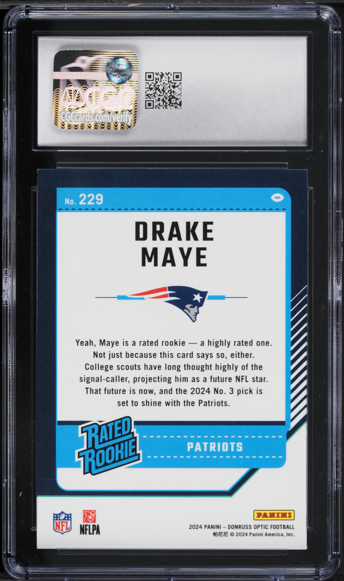 2024 Donruss Optic Drake Maye ROOKIE #229 CGC 9 MINT