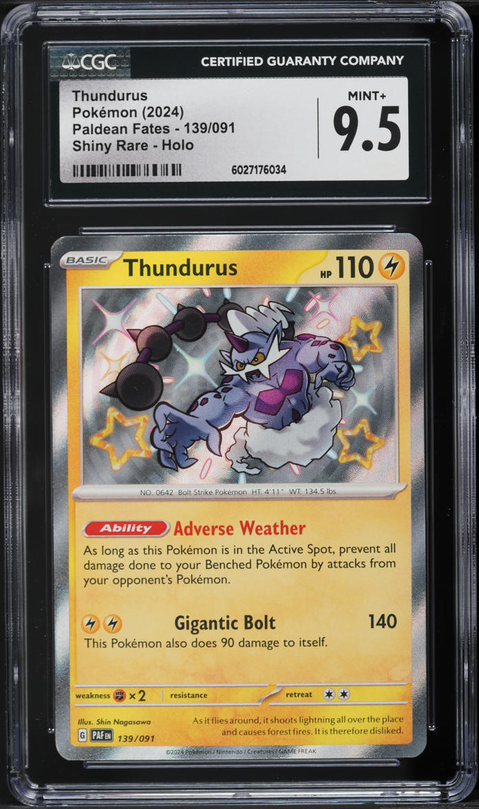 2024 Pokemon Scarlet & Violet Paldean Fates Shiny Thundurus #139 CGC 9.5 MINT+