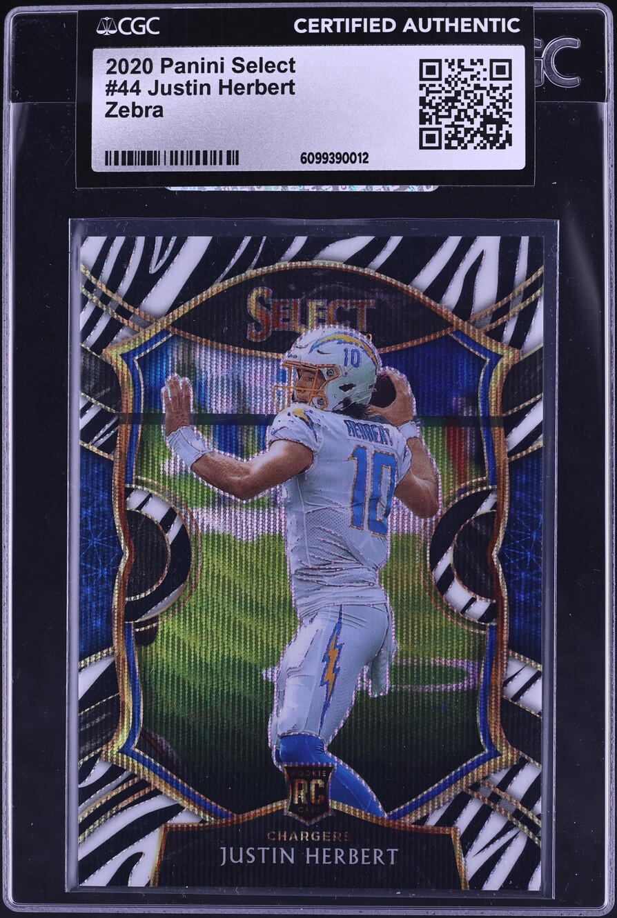 2020 Select Concourse Zebra Justin Herbert ROOKIE #44 CGC AUTH