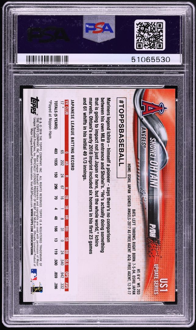 2018 Topps Update Pitching In Red Jersey Shohei Ohtani ROOKIE RC #US1 PSA 10 GEM