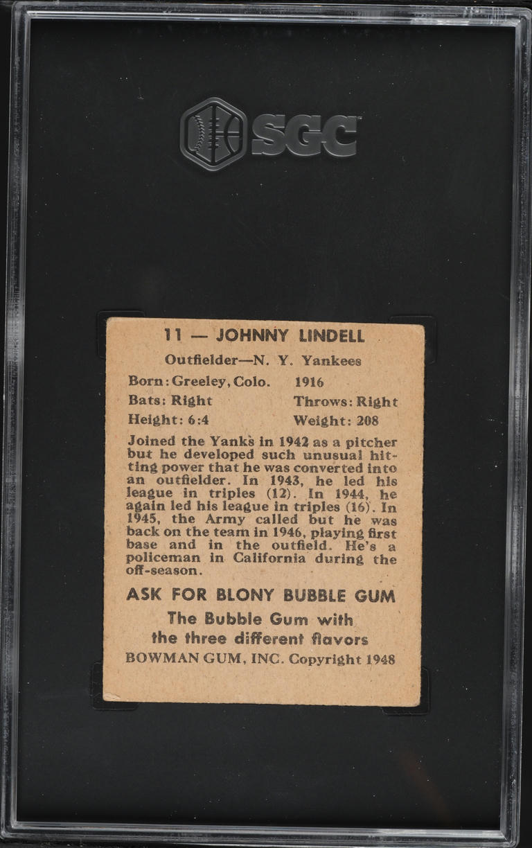1948 Bowman Johnny Lindell #11 SGC 1.5 FR