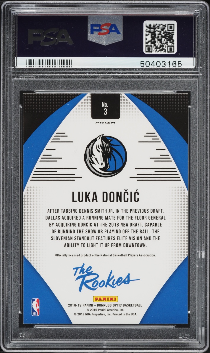 2018 Donruss Optic The Rookies Fast Break Holo Prizm Luka Doncic ROOKIE #3 PSA 10 GEM MINT
