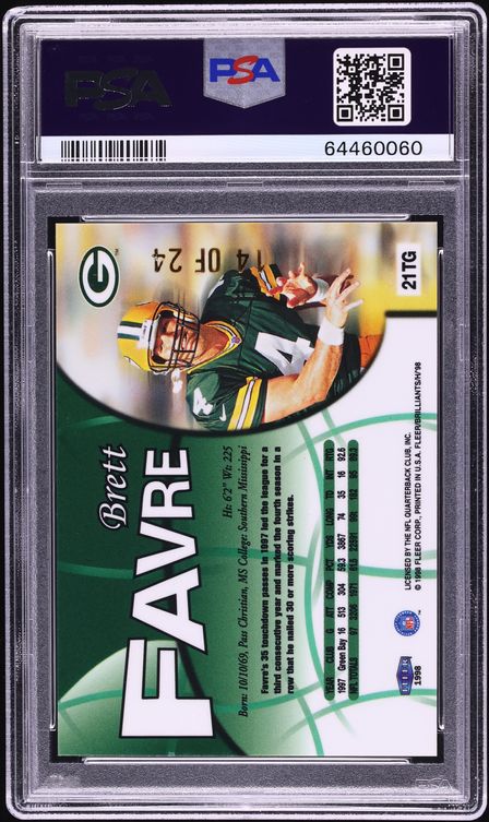 1998 Fleer Brilliants 24 Karat Gold Brett Favre /24 #21TG PSA 8 NM-MT - Photo 2