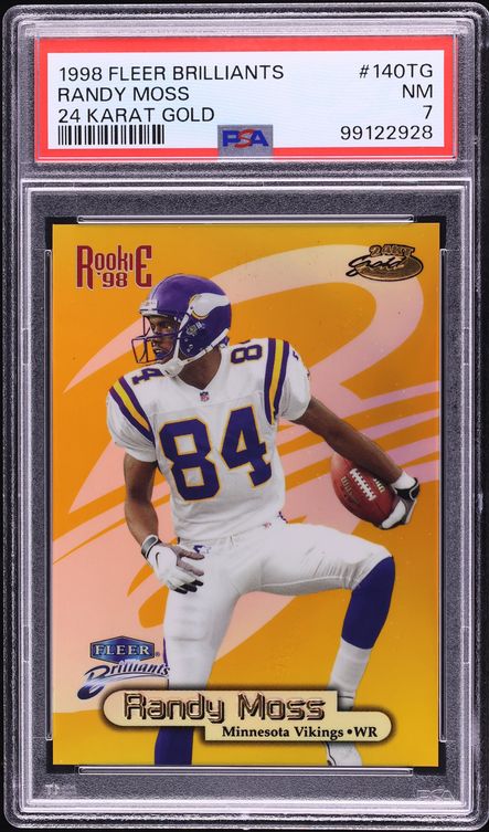 1998 Fleer Brilliants 24 Karat Gold Randy Moss ROOKIE /24 #140TG PSA 7 NRMT - Photo 1