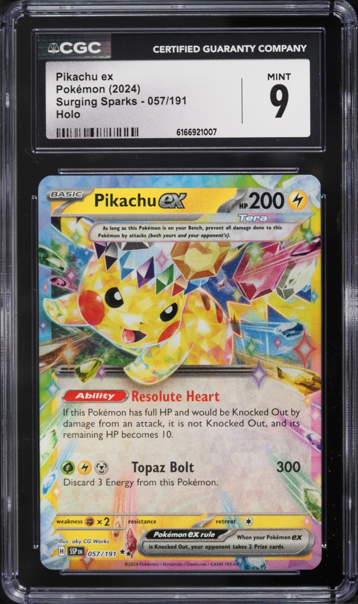 2024 Pokemon Scarlet & Violet Surging Sparks Holo Pikachu ex #57 CGC 9 MINT