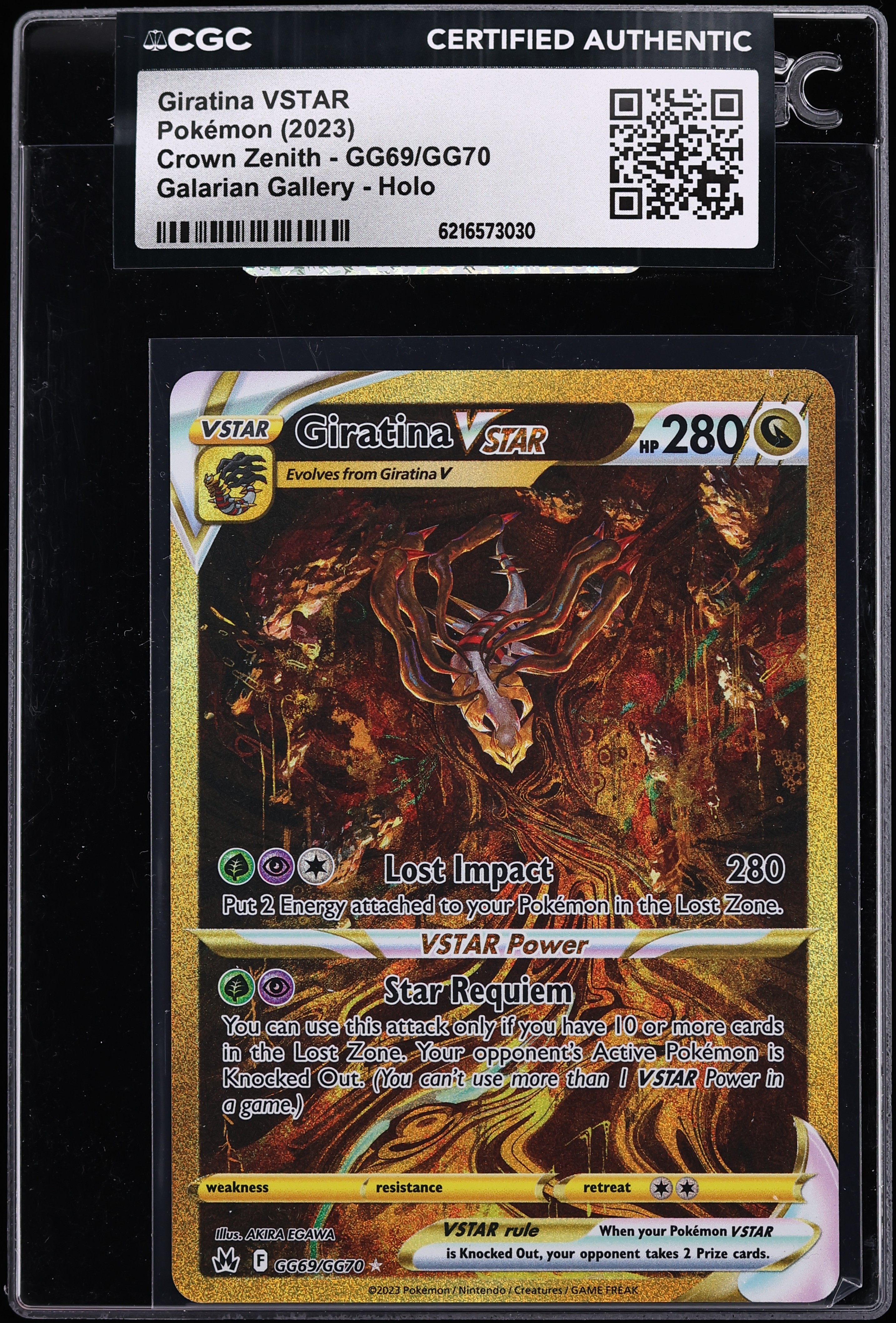 2023 Pokemon Sword & Shield Crown Zenith Gold Rare Giratina VSTAR #GG69 CGC AUTH